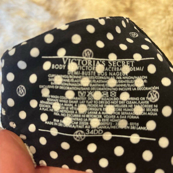 Victoria Secret Black & White Polkadot Lace 34DD - Picture 2 of 5